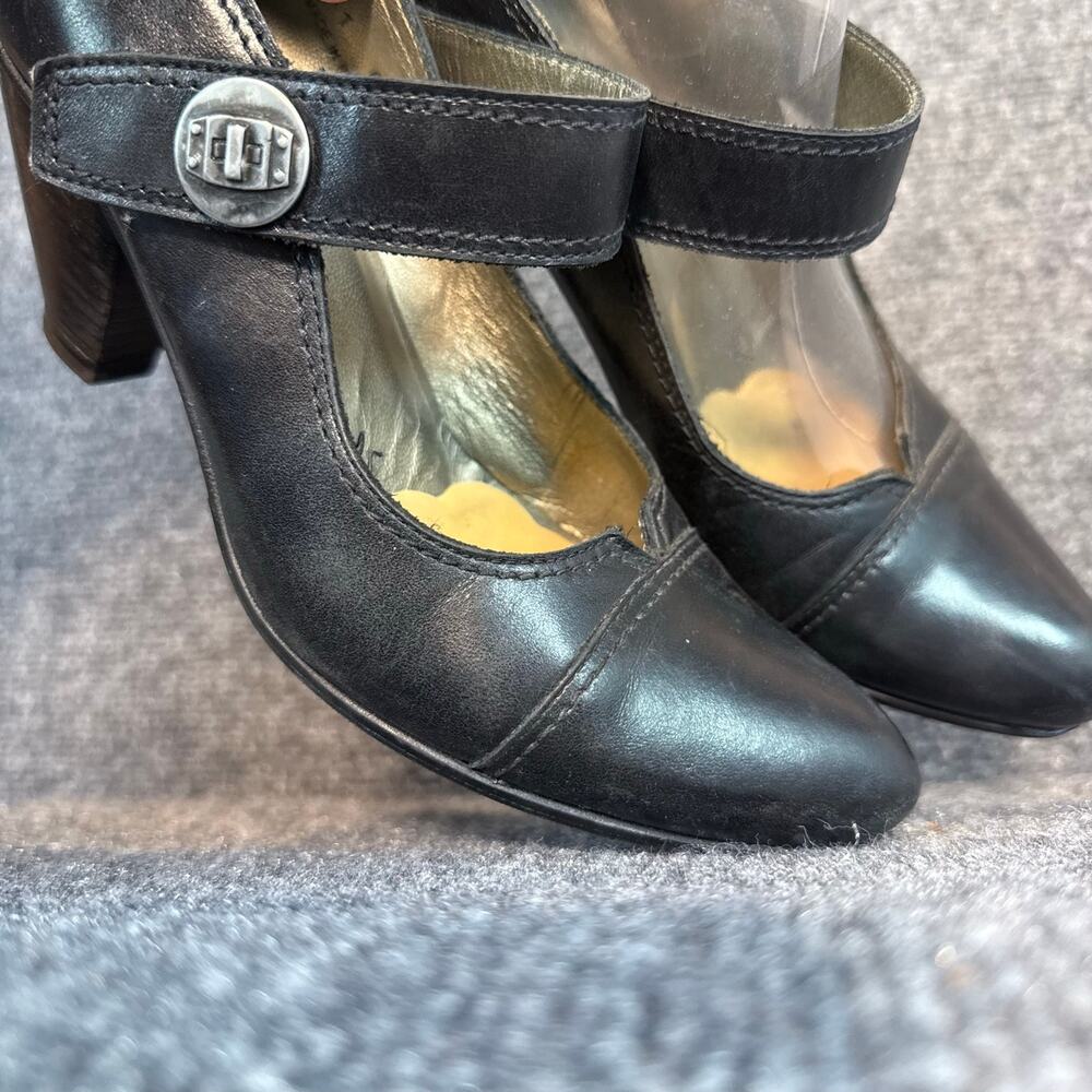 Fidji Black Leather Mary Jane Pumps Shoes Heels Womens 6 EU 36.5 Professional - Picture 9 of 10